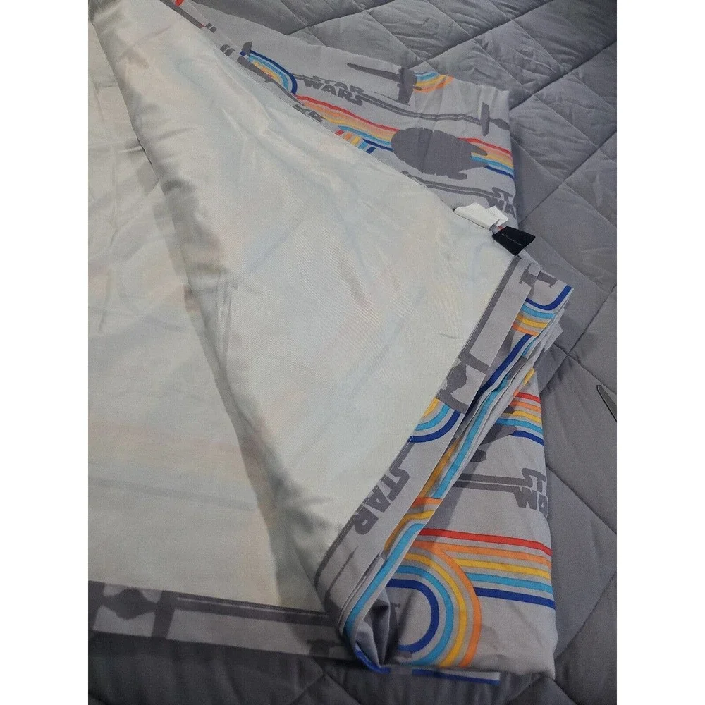 Star Wars Full Flat Sheet ONLY Gray Striped Logo Battleships